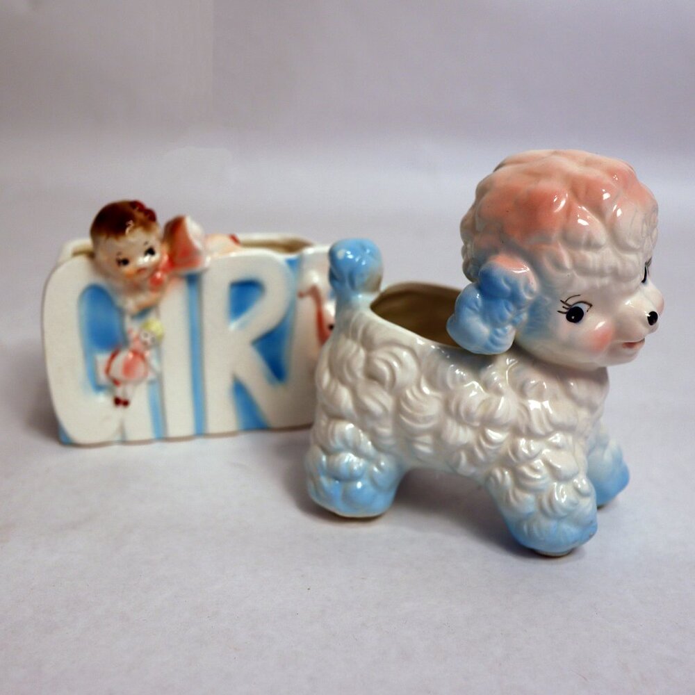 Vintage Baby Planter Set. Baby Sower Decor Set of 2